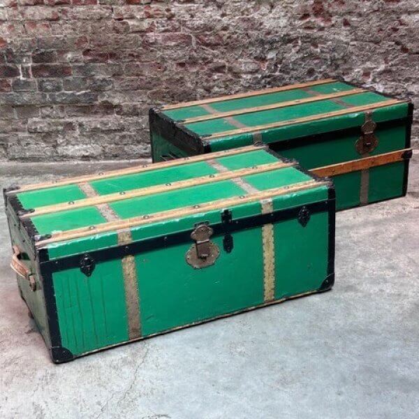 Vintage groene hutkoffer