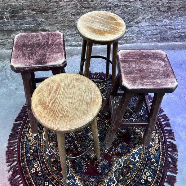 Vintage barkruk hout mix